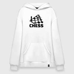 Толстовка-худи оверсайз Chess game, цвет: белый