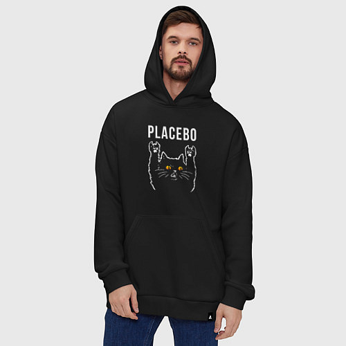 Худи оверсайз Placebo rock cat / Черный – фото 4