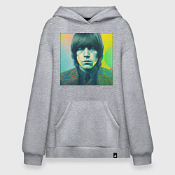 Толстовка-худи оверсайз Brian Jones Pop Glitch Art, цвет: меланж