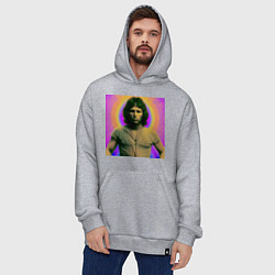 Толстовка-худи оверсайз Jim Morrison Galo Glitch Art, цвет: меланж — фото 2