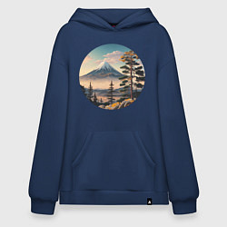 Толстовка-худи оверсайз Природа Японии и Дальнего Востока, цвет: тёмно-синий