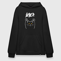 Толстовка-худи оверсайз Slayer rock cat, цвет: черный
