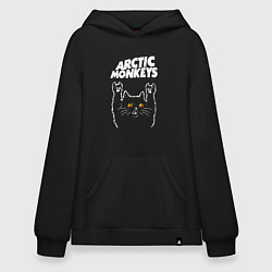 Толстовка-худи оверсайз Arctic Monkeys rock cat, цвет: черный