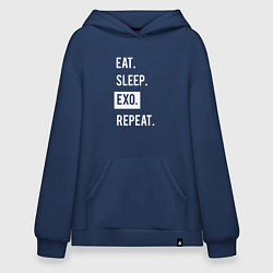 Толстовка-худи оверсайз Eat Sleep EXO Repeat, цвет: тёмно-синий