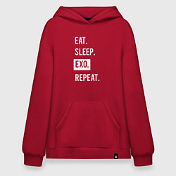 Толстовка-худи оверсайз Eat Sleep EXO Repeat, цвет: красный