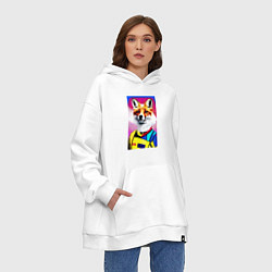 Толстовка-худи оверсайз Fox - pop art - fashionista, цвет: белый — фото 2