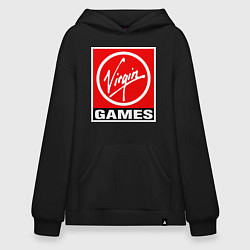 Толстовка-худи оверсайз Virgin games logo, цвет: черный