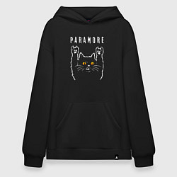 Толстовка-худи оверсайз Paramore rock cat, цвет: черный