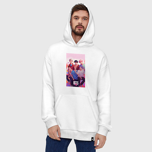 Худи оверсайз BTS art anime style / Белый – фото 4