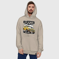 Толстовка-худи оверсайз Russia tuning car, цвет: миндальный — фото 2