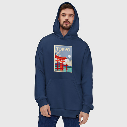 Худи оверсайз Tokyo - japan / Тёмно-синий – фото 4