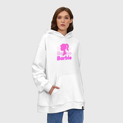 Толстовка-худи оверсайз Логотип Барби объемный, цвет: белый — фото 2