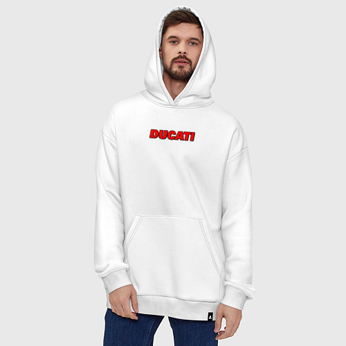 Худи оверсайз Ducati - красный градиент / Белый – фото 4