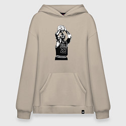 Толстовка-худи оверсайз Майкл Джордан бросает мяч, цвет: миндальный