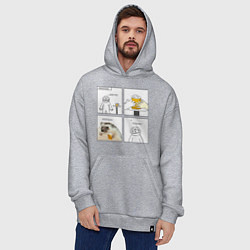 Толстовка-худи оверсайз Комикс пивной ежик, цвет: меланж — фото 2
