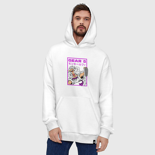 Худи оверсайз One piece - gear 5 белый / Белый – фото 4