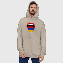 Толстовка-худи оверсайз Armenian lips, цвет: миндальный — фото 2