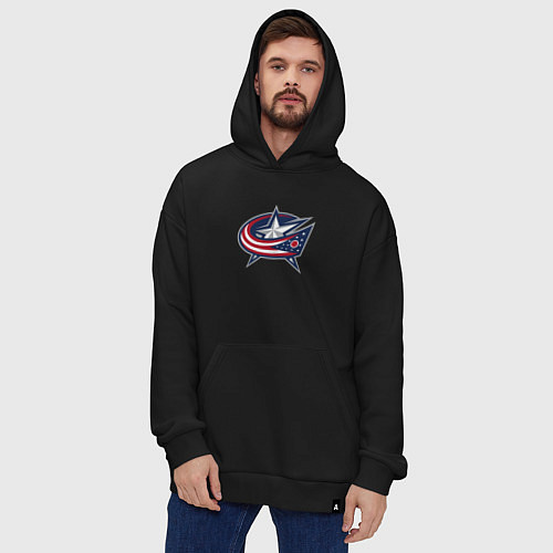 Худи оверсайз Columbus blue jackets - hockey team - emblem / Черный – фото 4