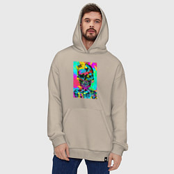 Толстовка-худи оверсайз Cool skull - pop art - vogue, цвет: миндальный — фото 2