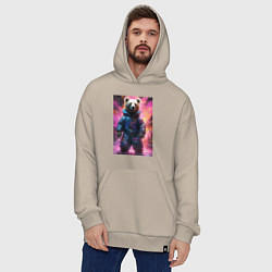 Толстовка-худи оверсайз Мишка таптышка, цвет: миндальный — фото 2