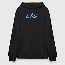 Толстовка-худи оверсайз CS2 blue logo, цвет: черный