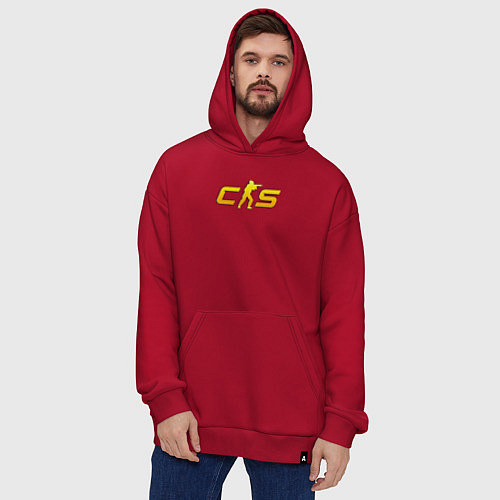 Худи оверсайз CS2 yellow logo / Красный – фото 4