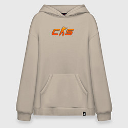 Толстовка-худи оверсайз CS 2 orange logo, цвет: миндальный