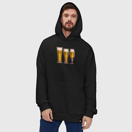 Худи оверсайз Glasses of beer / Черный – фото 4