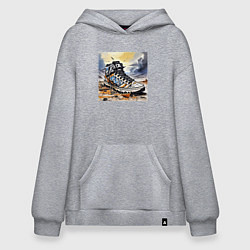 Толстовка-худи оверсайз Арт дизайнерские кеды, цвет: меланж