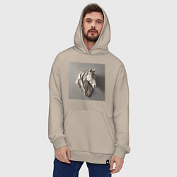 Толстовка-худи оверсайз Бумажная голова коня, цвет: миндальный — фото 2
