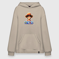 Толстовка-худи оверсайз Монки д Луффи one piece, цвет: миндальный
