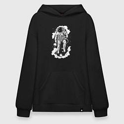 Толстовка-худи оверсайз Космонавт среди звезд, цвет: черный