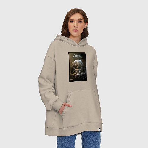 Худи оверсайз Fallout armour poster / Миндальный – фото 3