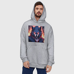 Толстовка-худи оверсайз Волк из аниме, цвет: меланж — фото 2