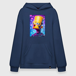 Толстовка-худи оверсайз Cyber Bart Simpson - ai art, цвет: тёмно-синий