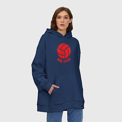Толстовка-худи оверсайз Volleyball my love, цвет: тёмно-синий — фото 2