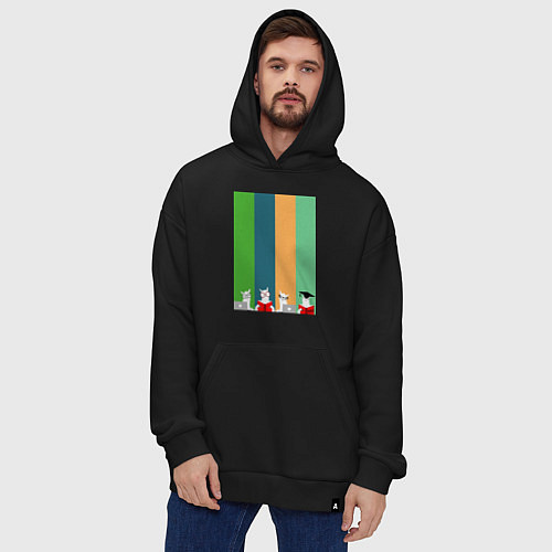 Худи оверсайз Ламы - альпаки на учебе / Черный – фото 4