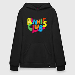 Толстовка-худи оверсайз NewJeans Bunnies Club colorful, цвет: черный