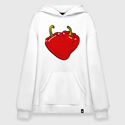 Толстовка-худи оверсайз Сердце из красных перцев как символ любви к еде, цвет: белый