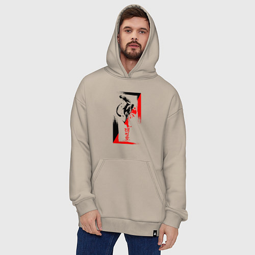 Худи оверсайз Боевые искуства black and red / Миндальный – фото 4