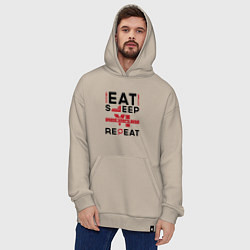 Толстовка-худи оверсайз Надпись: eat sleep GTA6 repeat, цвет: миндальный — фото 2