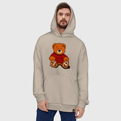 Толстовка-худи оверсайз Мишка из СССР, цвет: миндальный — фото 2