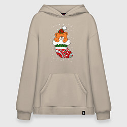 Толстовка-худи оверсайз Игрушечный мишка в носке, цвет: миндальный