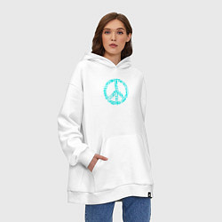 Толстовка-худи оверсайз Peace life, цвет: белый — фото 2