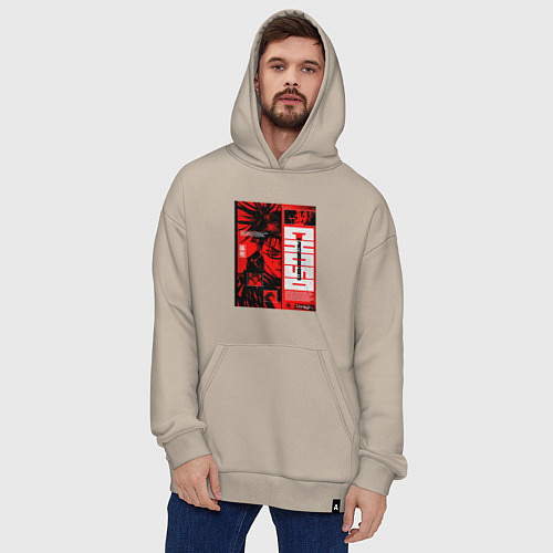 Худи оверсайз Взгляд Чосо - Магическая битва / Миндальный – фото 4