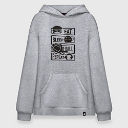Толстовка-худи оверсайз Есть спать баскетбол, цвет: меланж