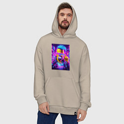 Толстовка-худи оверсайз Гомер Симпсон - фото с автографом, цвет: миндальный — фото 2