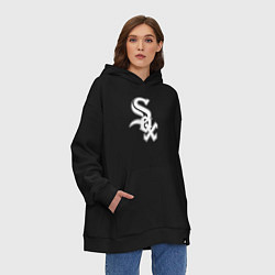 Толстовка-худи оверсайз Chicago white sox - baseball, цвет: черный — фото 2