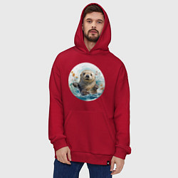 Толстовка-худи оверсайз Счастливая выдра, цвет: красный — фото 2