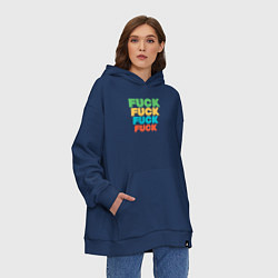 Толстовка-худи оверсайз Fuck fuck, цвет: тёмно-синий — фото 2